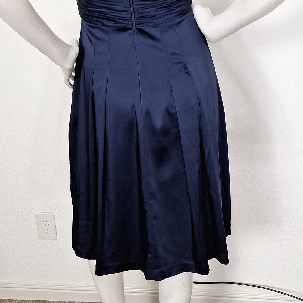Calvin Klein Navy Ruched Sleeveless Fit & Flare Dress Size 2 - Picture 9 of 13